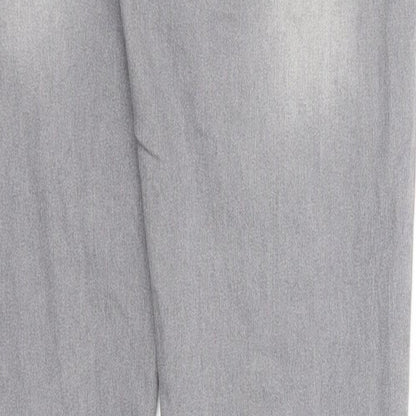 Denim & Co. Womens Grey Cotton Straight Jeans Size 12 Regular Zip