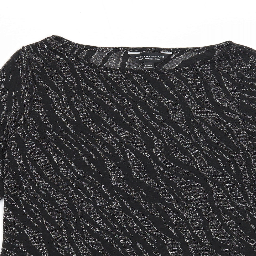 Womens UK Size 10 Dorothy Perkins Black Basic Blouse