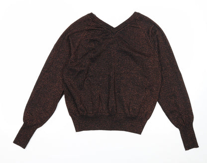 TU Womens Black V-Neck Viscose Pullover Jumper Size 10