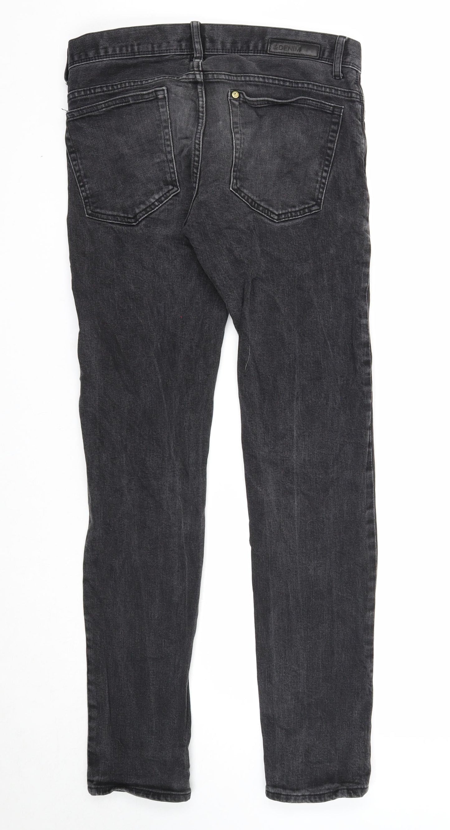 Mens UK Size 30 in Preworn Slim Fit Straight Black Jeans