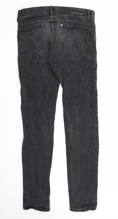 Mens UK Size 30 in Preworn Slim Fit Straight Black Jeans