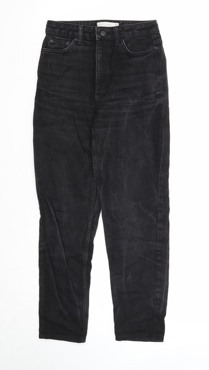 Topshop Womens Black Cotton Mom Jeans Size 26 in L30 in Regular Zip