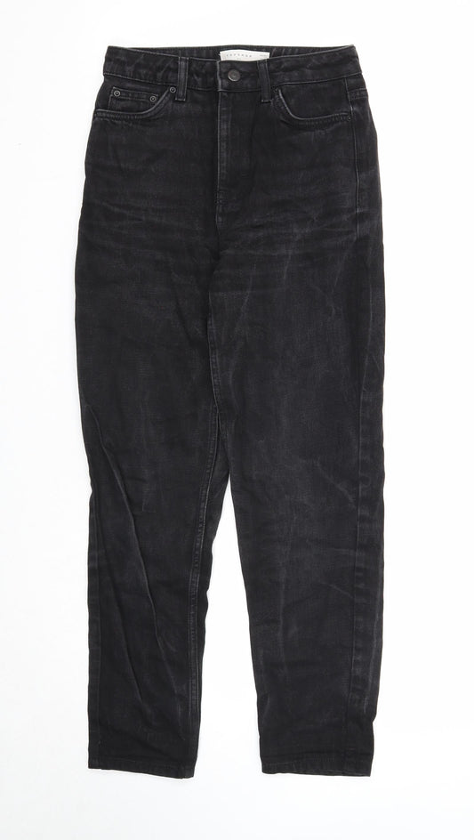Topshop Womens Black Cotton Mom Jeans Size 26 in L30 in Regular Zip