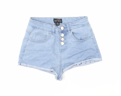 Select Womens Blue Cotton Hot Pants Shorts Size 8 Regular Zip