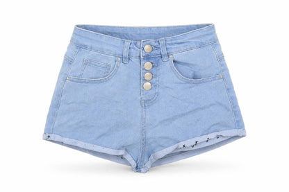 Select Womens Blue Cotton Hot Pants Shorts Size 8 Regular Zip
