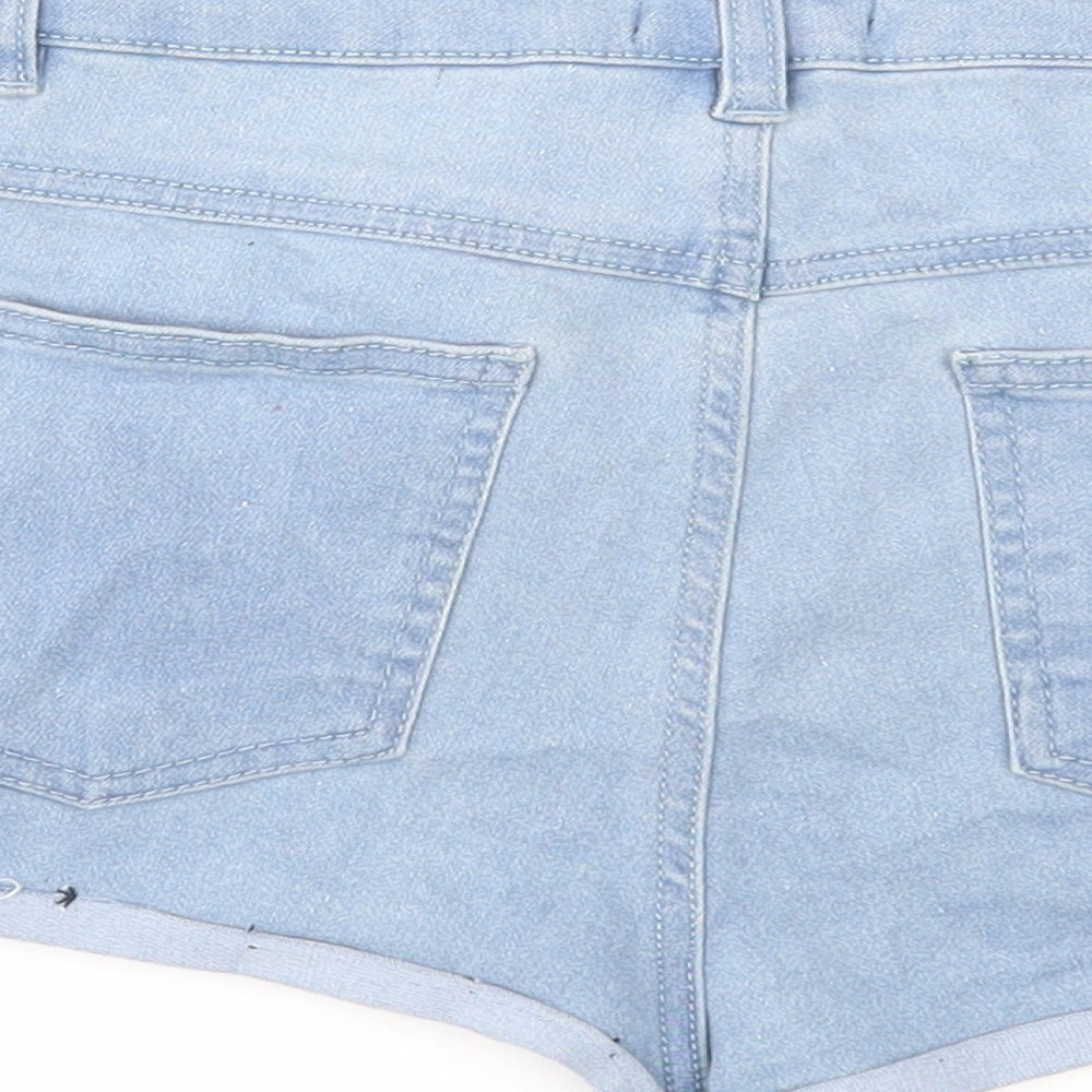 Select Womens Blue Cotton Hot Pants Shorts Size 8 Regular Zip