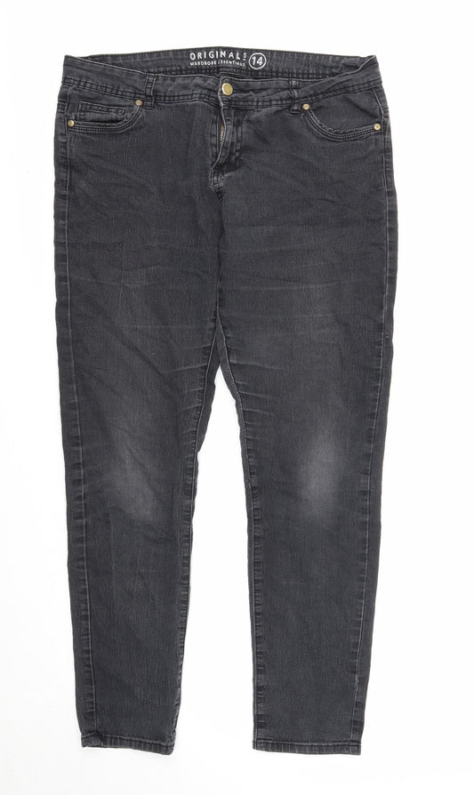 Originals Womens Black Cotton Skinny Jeans Size 14 Regular Zip