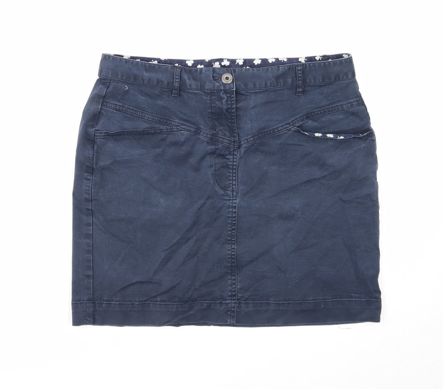 Brooks Brothers Womens Blue Cotton Mini Skirt Size 8 Zip