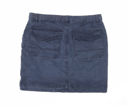 Brooks Brothers Womens Blue Cotton Mini Skirt Size 8 Zip