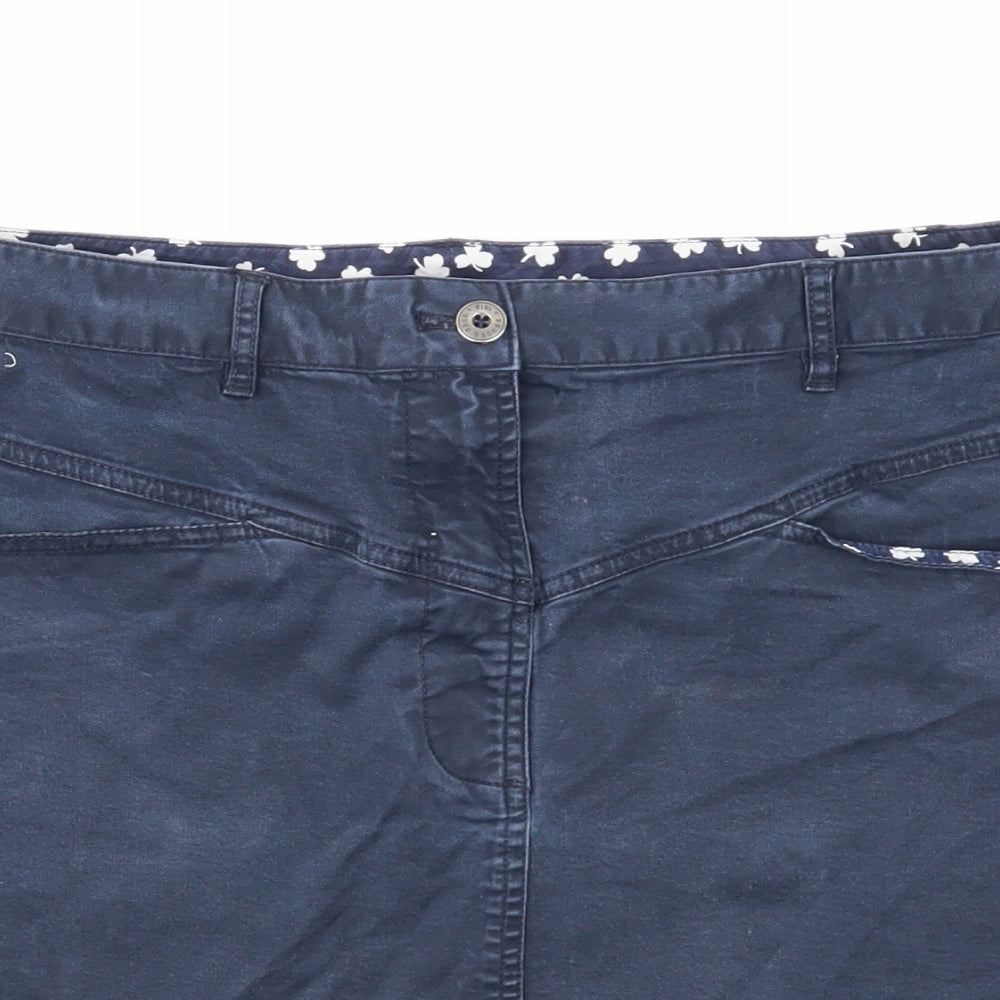 Brooks Brothers Womens Blue Cotton Mini Skirt Size 8 Zip