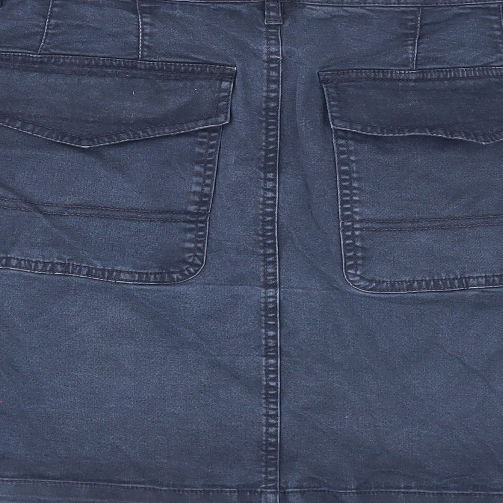 Brooks Brothers Womens Blue Cotton Mini Skirt Size 8 Zip