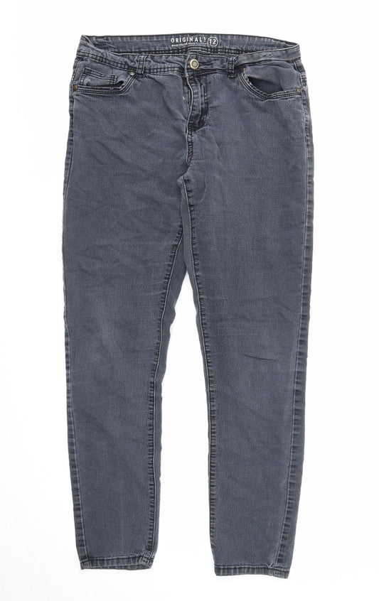 Originals Womens Black Cotton Skinny Jeans Size 12 Regular Zip