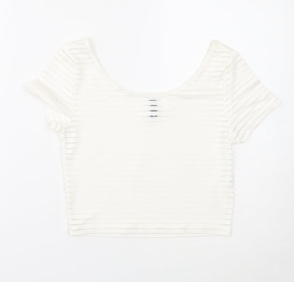 Womens UK Size S Divided White Basic T-Shirt
