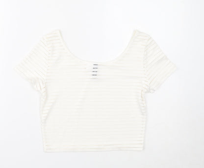 Womens UK Size S Divided White Basic T-Shirt