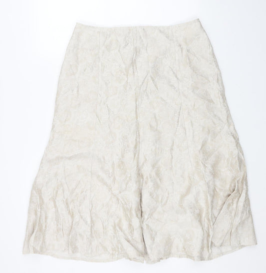 NASC Womens Beige Geometric Polyester Swing Skirt Size 16 Zip