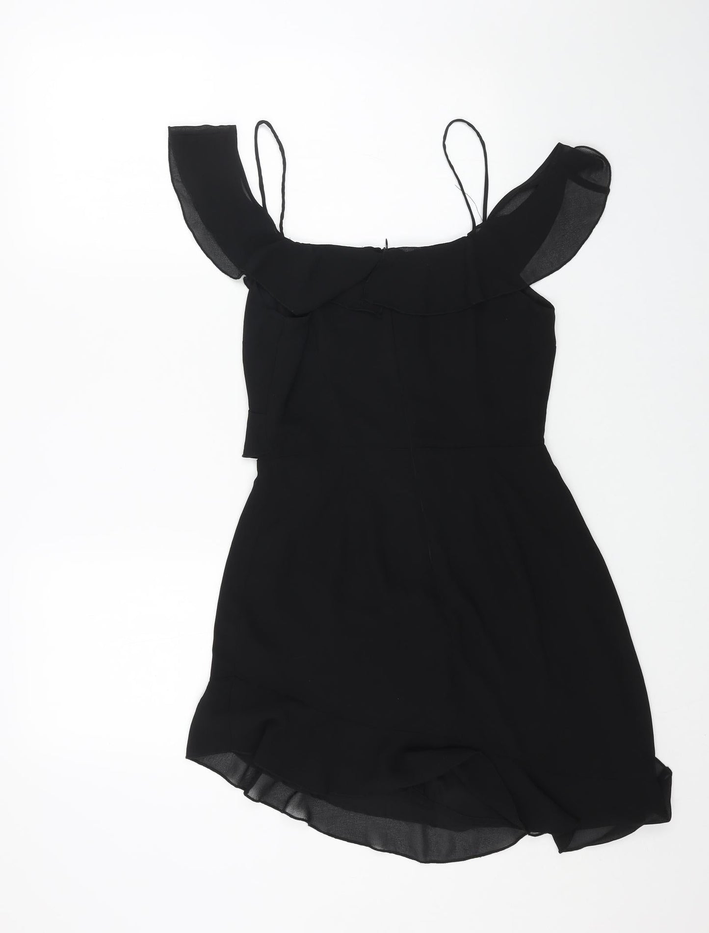 Missguided Womens Black Polyester Mini Size 8 V-Neck Zip - Cold Shoulder