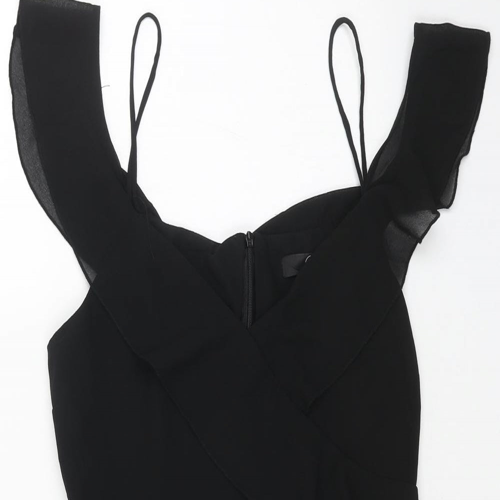 Missguided Womens Black Polyester Mini Size 8 V-Neck Zip - Cold Shoulder