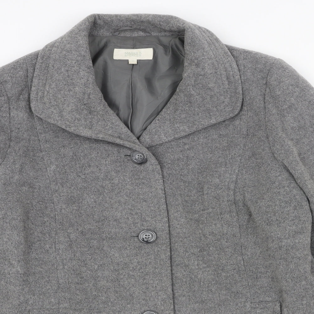 Womens UK Size 14 Marks and Spencer Grey Pea Coat