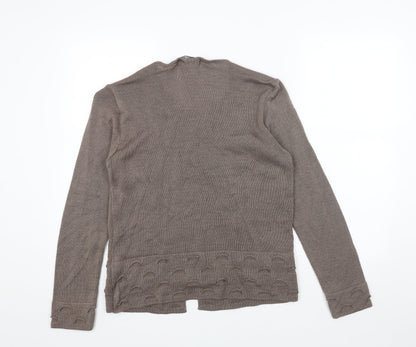 Just Elegance Womens Brown Scoop Neck Acrylic Cardigan Jumper Size M - 2 Piece