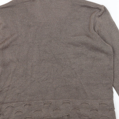 Just Elegance Womens Brown Scoop Neck Acrylic Cardigan Jumper Size M - 2 Piece