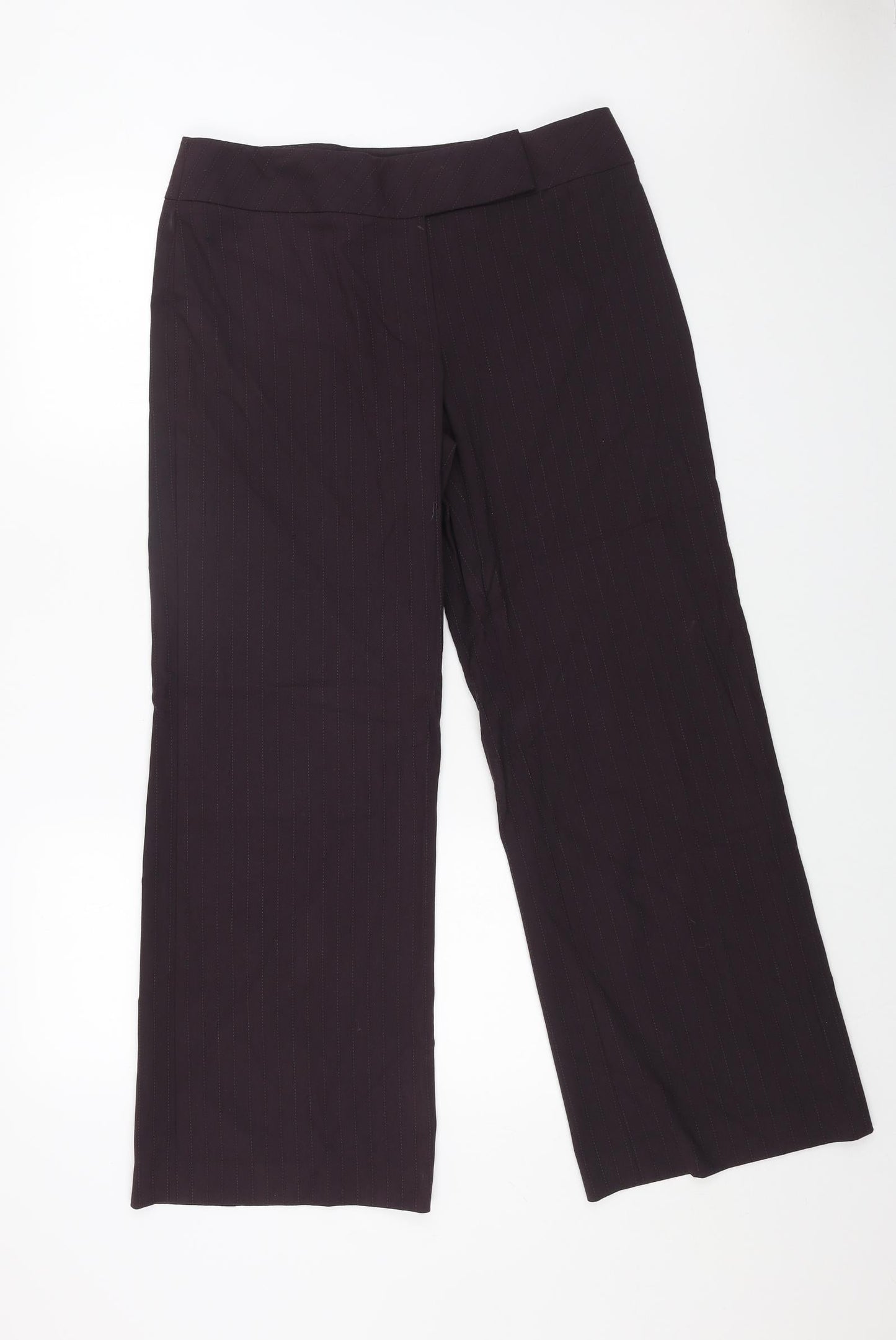 J.Taylor Womens Purple Striped Polyester Trousers Size 12 L28 in Regular Zip