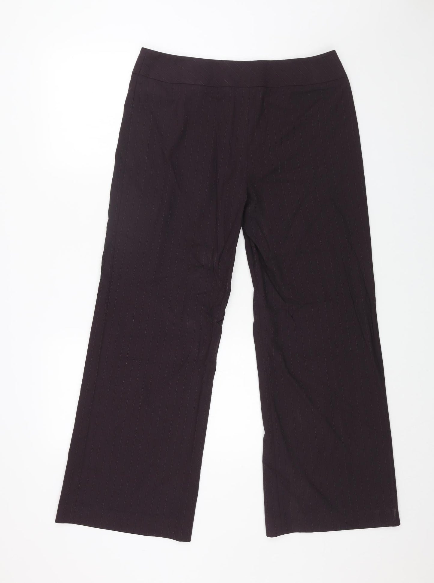 J.Taylor Womens Purple Striped Polyester Trousers Size 12 L28 in Regular Zip