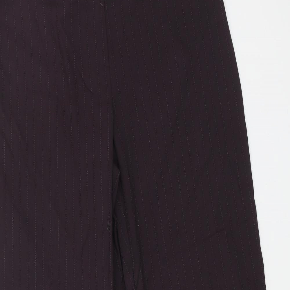 J.Taylor Womens Purple Striped Polyester Trousers Size 12 L28 in Regular Zip