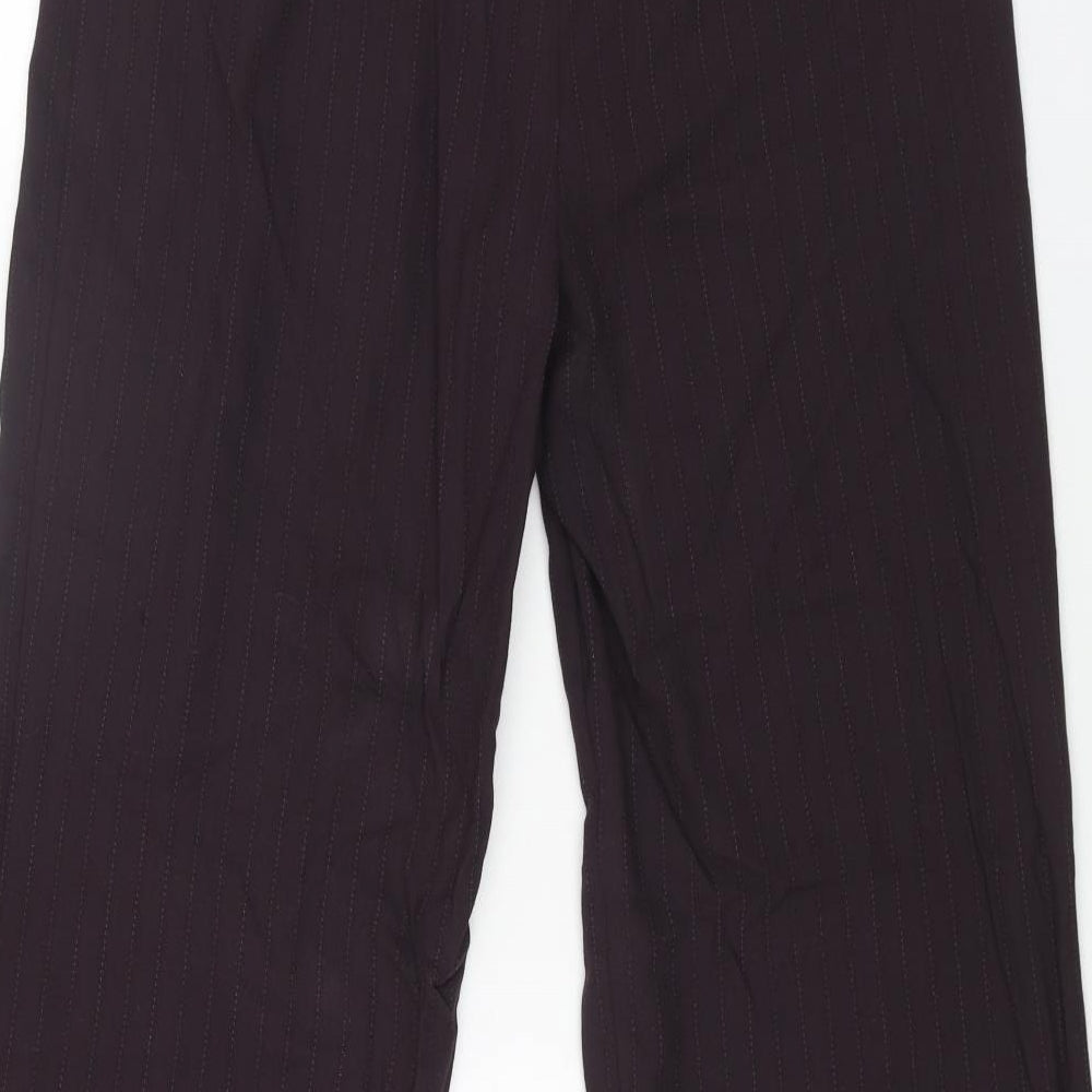 J.Taylor Womens Purple Striped Polyester Trousers Size 12 L28 in Regular Zip