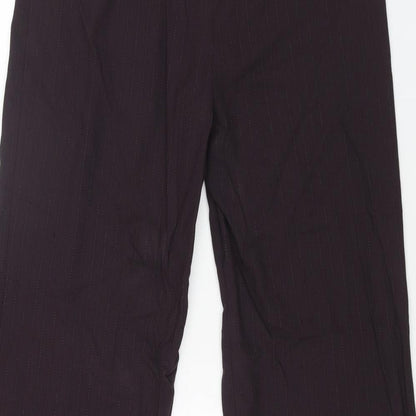 J.Taylor Womens Purple Striped Polyester Trousers Size 12 L28 in Regular Zip