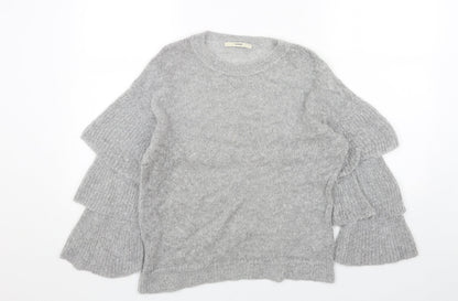 George Womens Grey Round Neck Acrylic Pullover Jumper Size 10