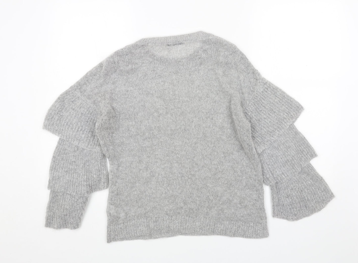 George Womens Grey Round Neck Acrylic Pullover Jumper Size 10
