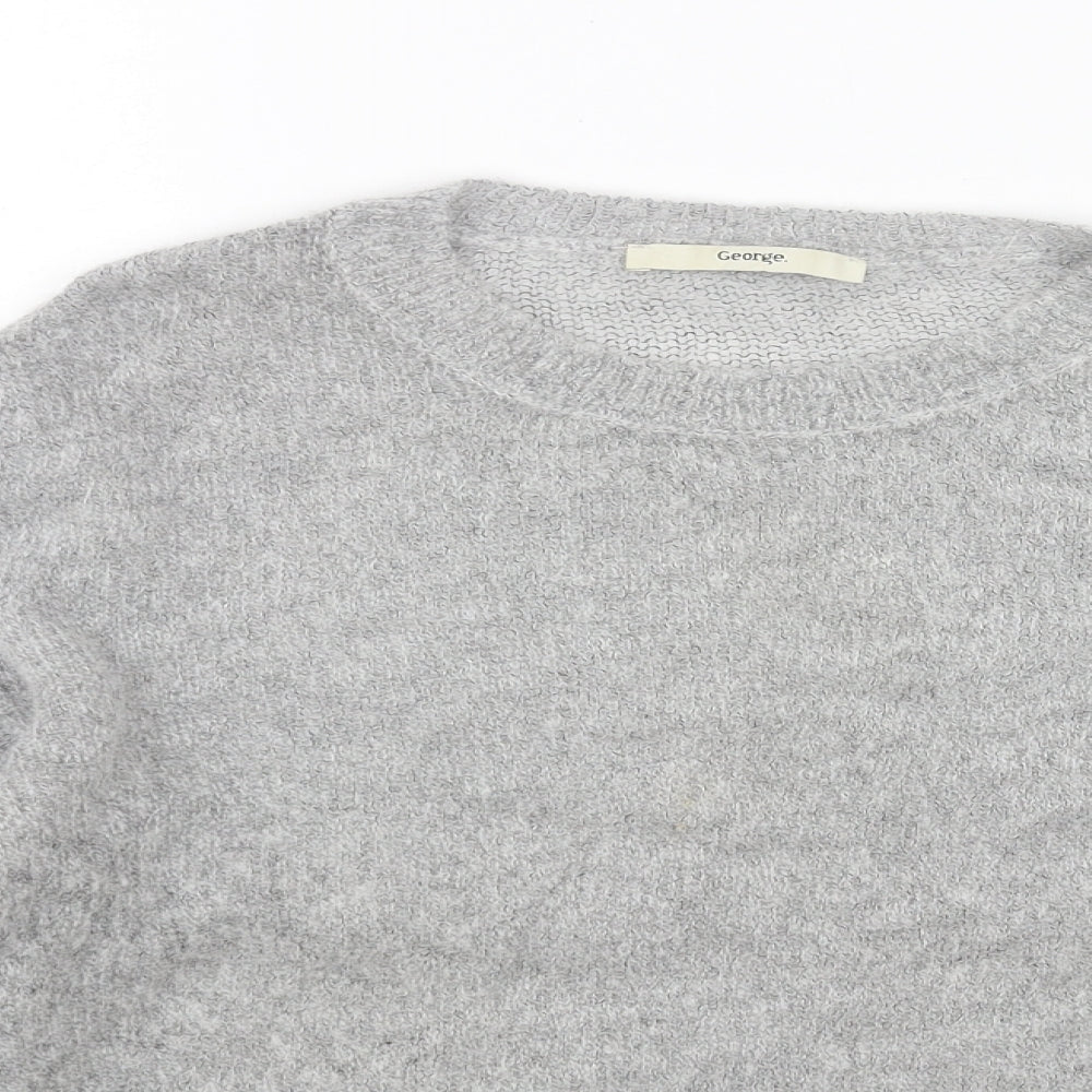George Womens Grey Round Neck Acrylic Pullover Jumper Size 10