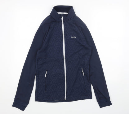 DECATHLON Womens Blue Polyester Full Zip Sweatshirt Size S Zip