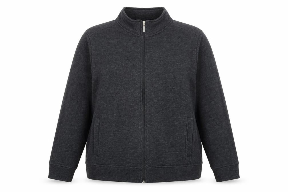 Bonmarché Womens Grey Cotton Full Zip Sweatshirt Size L Zip - Pockets High Neck