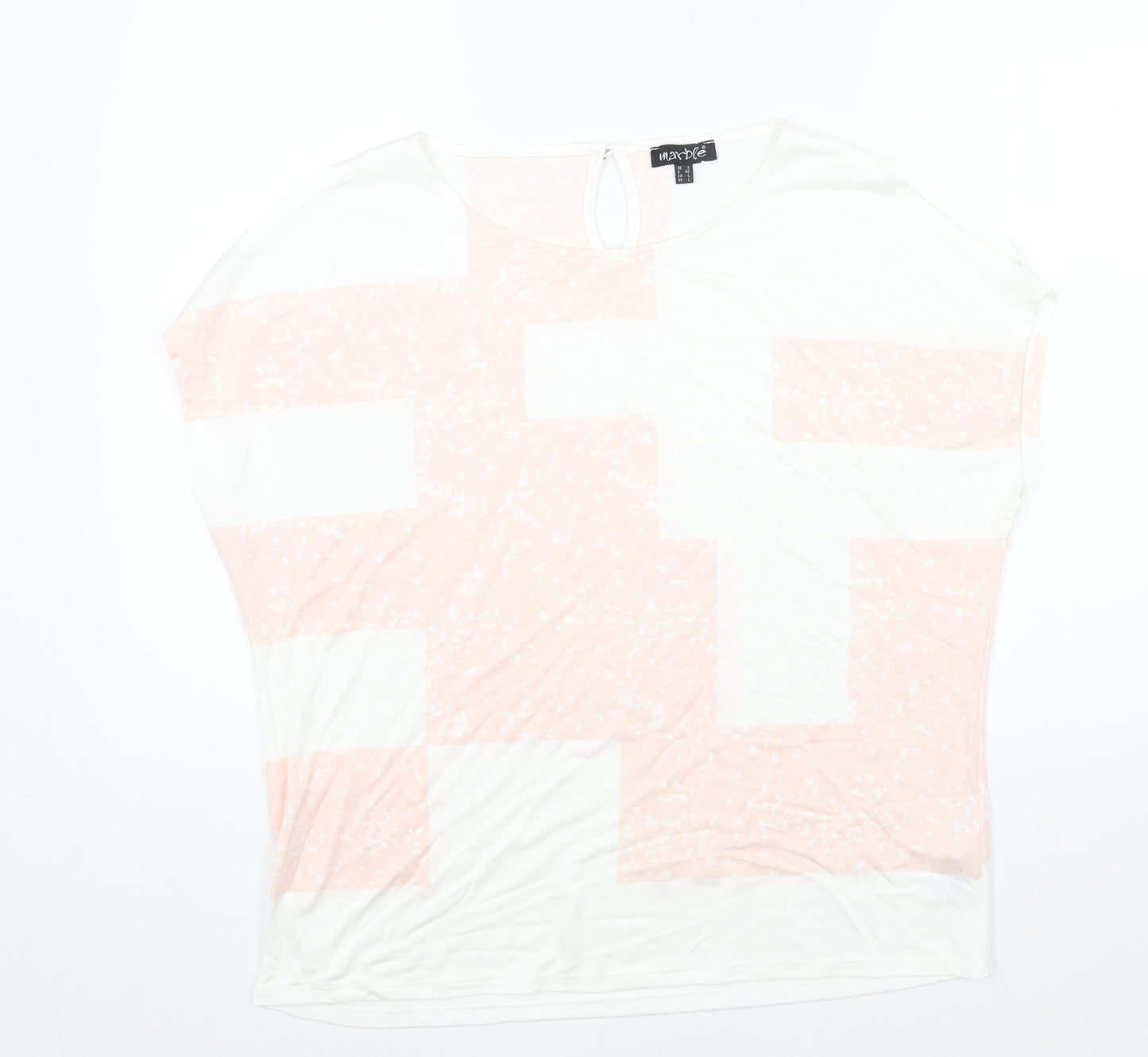 Womens UK Size L Marble White Basic T-Shirt