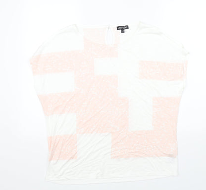 Womens UK Size L Marble White Basic T-Shirt