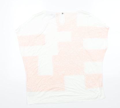 Womens UK Size L Marble White Basic T-Shirt
