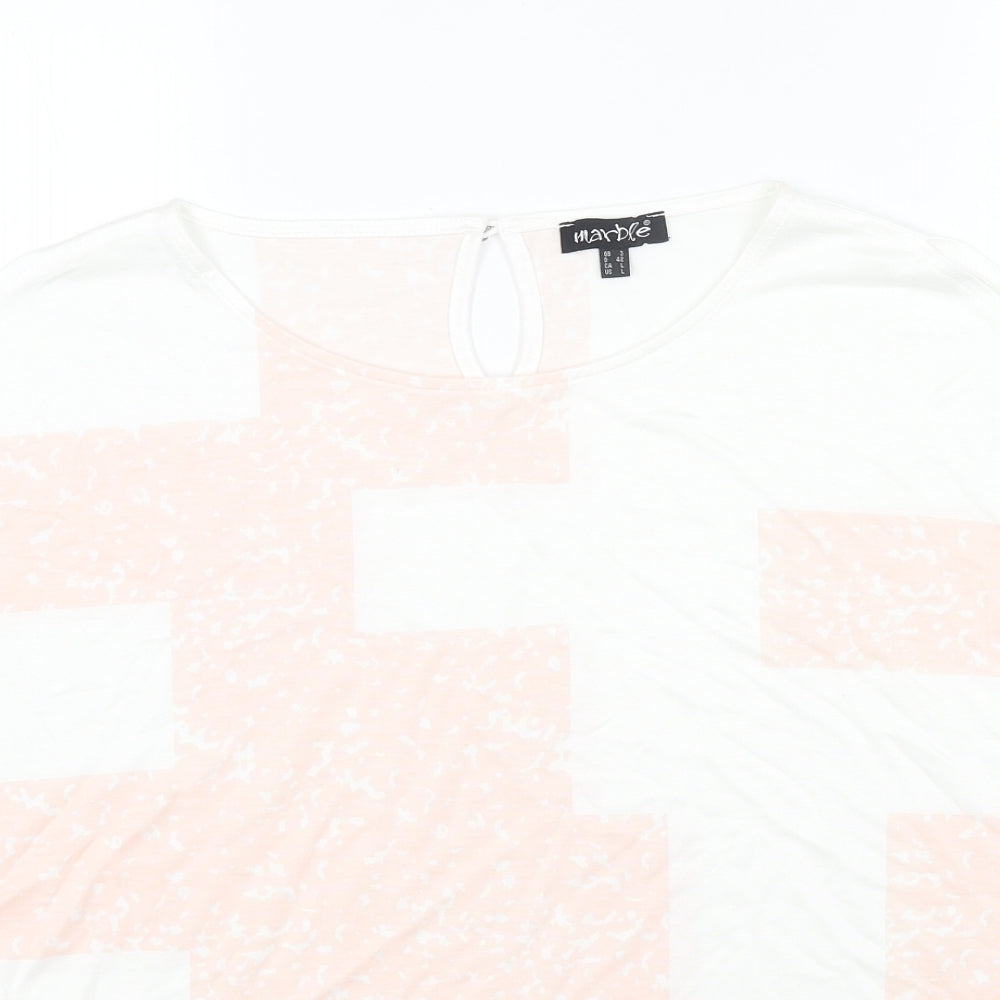 Womens UK Size L Marble White Basic T-Shirt