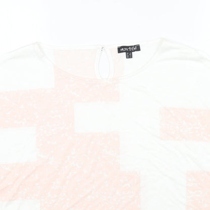 Womens UK Size L Marble White Basic T-Shirt