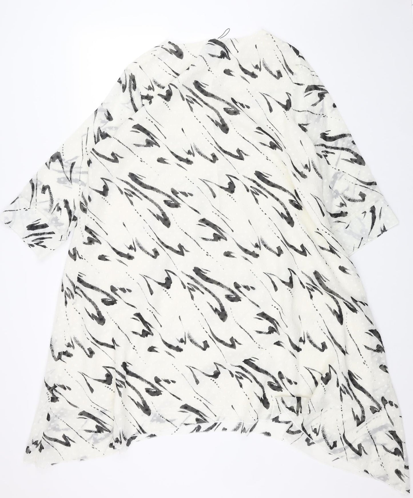 Saloos Womens White Geometric Polyester Shift Size 16 Scoop Neck Pullover - Hanky Hem