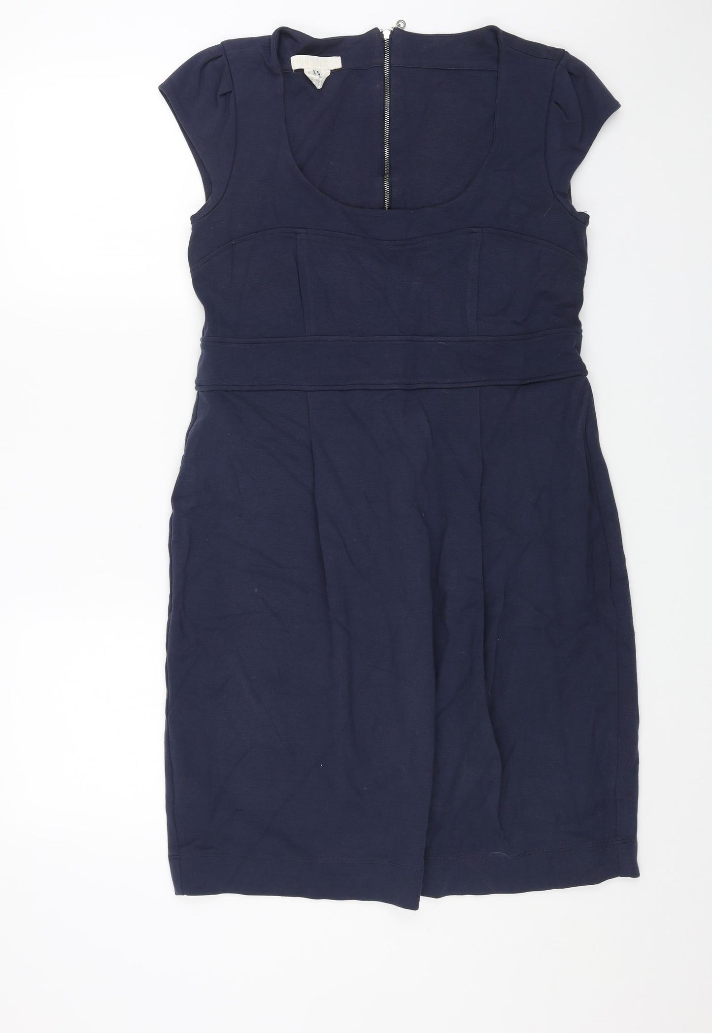 PINODUCCI Womens Blue Cotton Sheath Size L Scoop Neck Zip