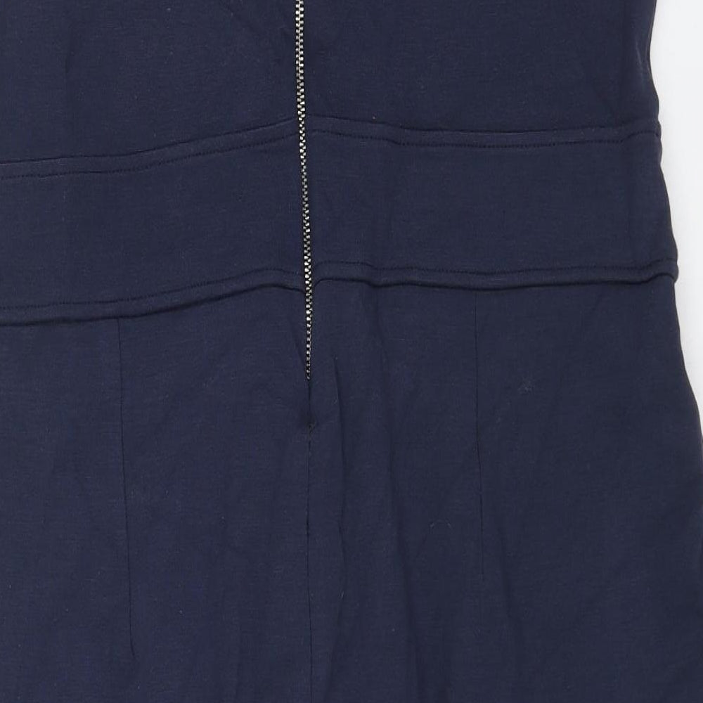 PINODUCCI Womens Blue Cotton Sheath Size L Scoop Neck Zip