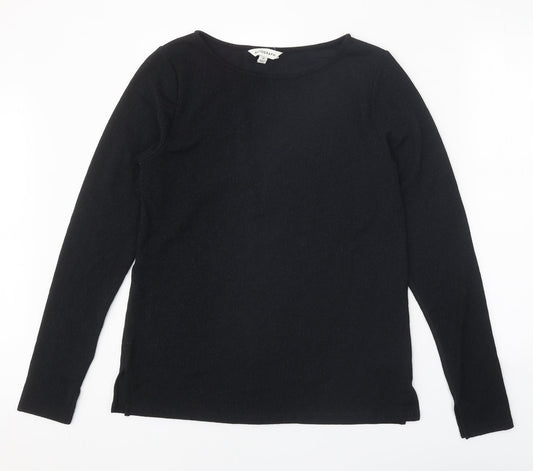 Autograph Womens Black Geometric Polyamide Basic Blouse Size 14 Round Neck