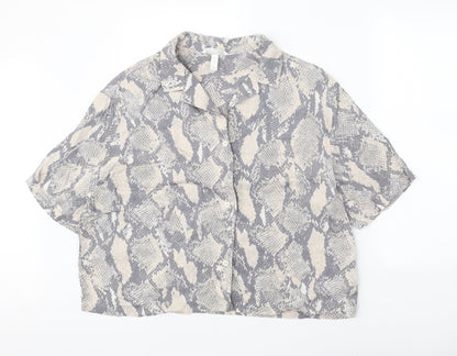 Womens UK Size L H&M Grey Basic Button-Up