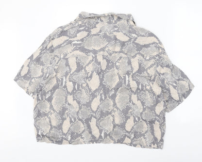 Womens UK Size L H&M Grey Basic Button-Up