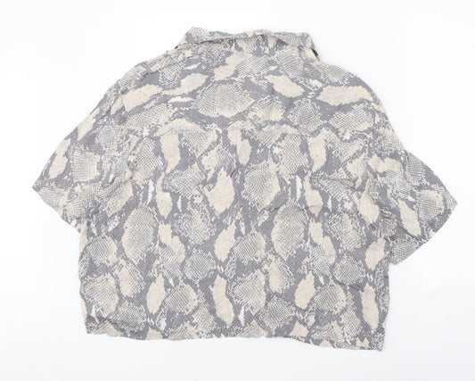 Womens UK Size L H&M Grey Basic Button-Up