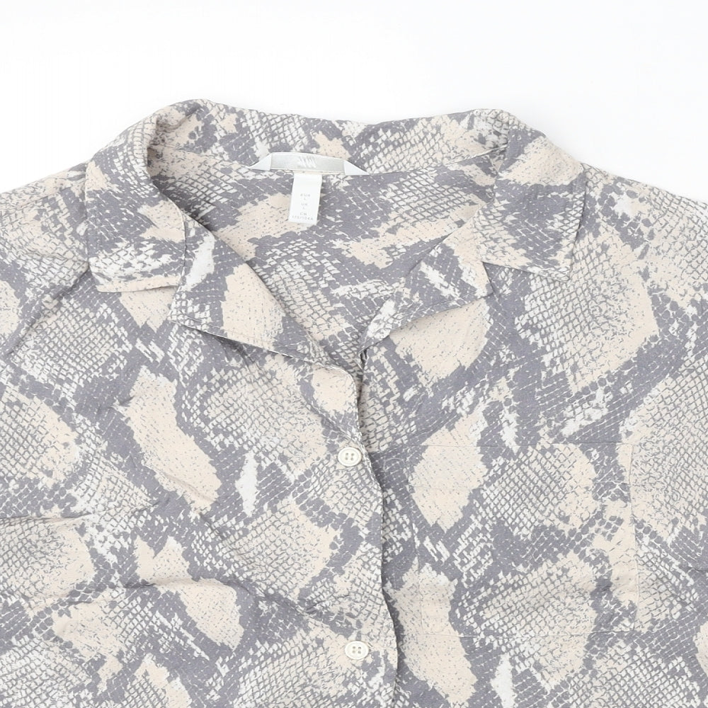 Womens UK Size L H&M Grey Basic Button-Up