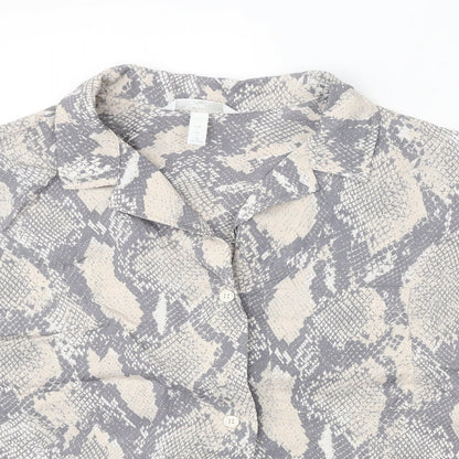 Womens UK Size L H&M Grey Basic Button-Up