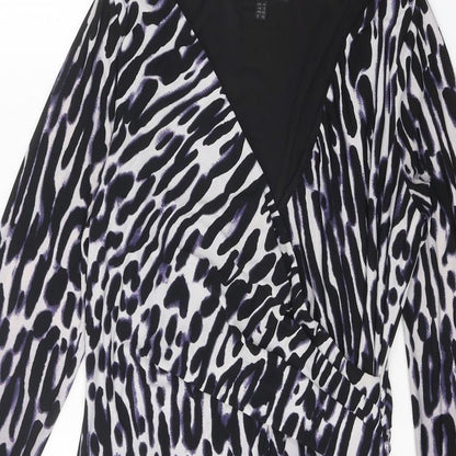 Coast Womens White Animal Print Polyester Pencil Dress Size 10 V-Neck Pullover - Leopard Print Ombré