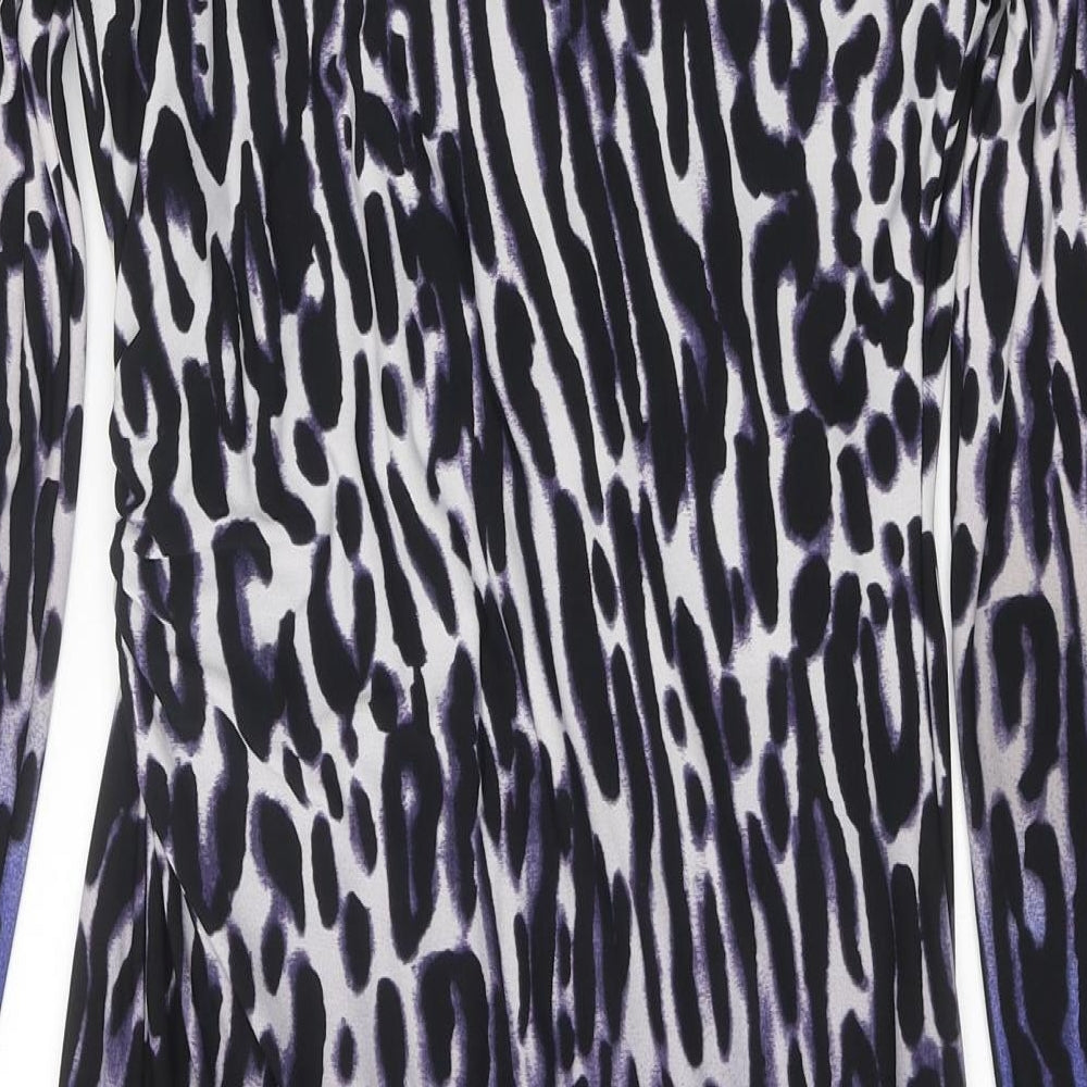 Coast Womens White Animal Print Polyester Pencil Dress Size 10 V-Neck Pullover - Leopard Print Ombré